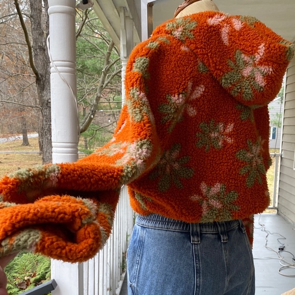 PascSun Floral Orange Fuzzy Cropped Hoodie - Picture 13 of 14